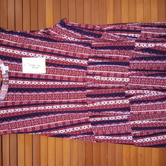 Eliana 3XL Red and Blue Patterned Top - Picture 5 of 6